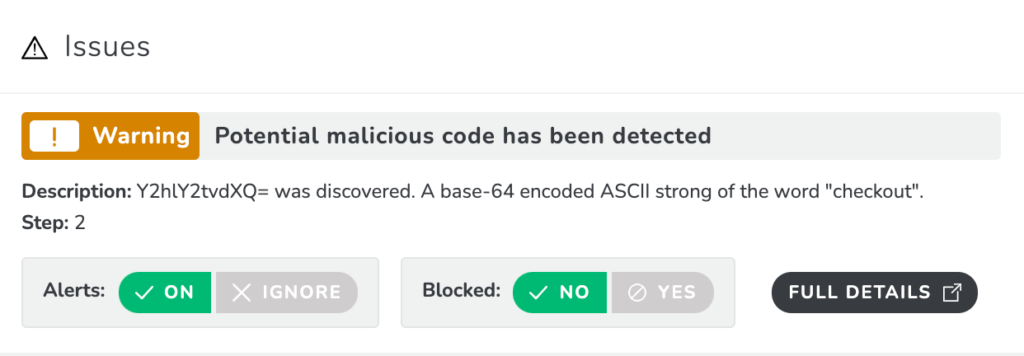 Security issues warning