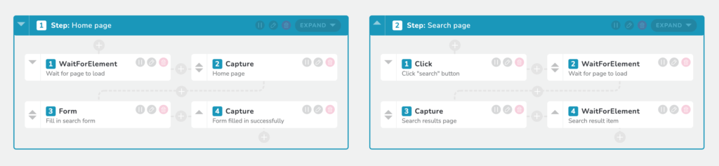 RapidSpike User Journey Script Editior - search page