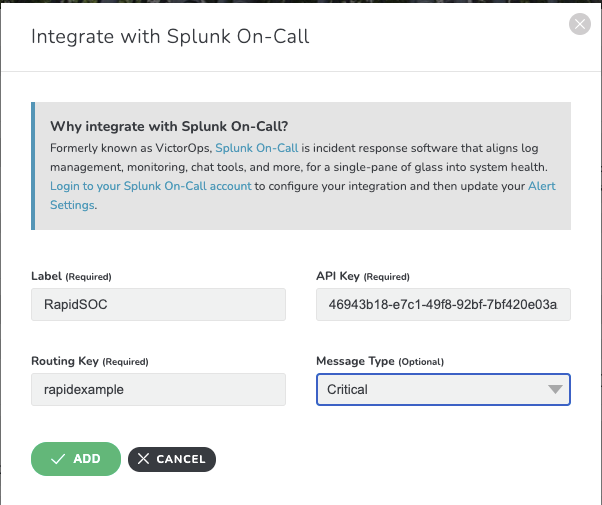 Splunk On-Call Rapidspike Integration