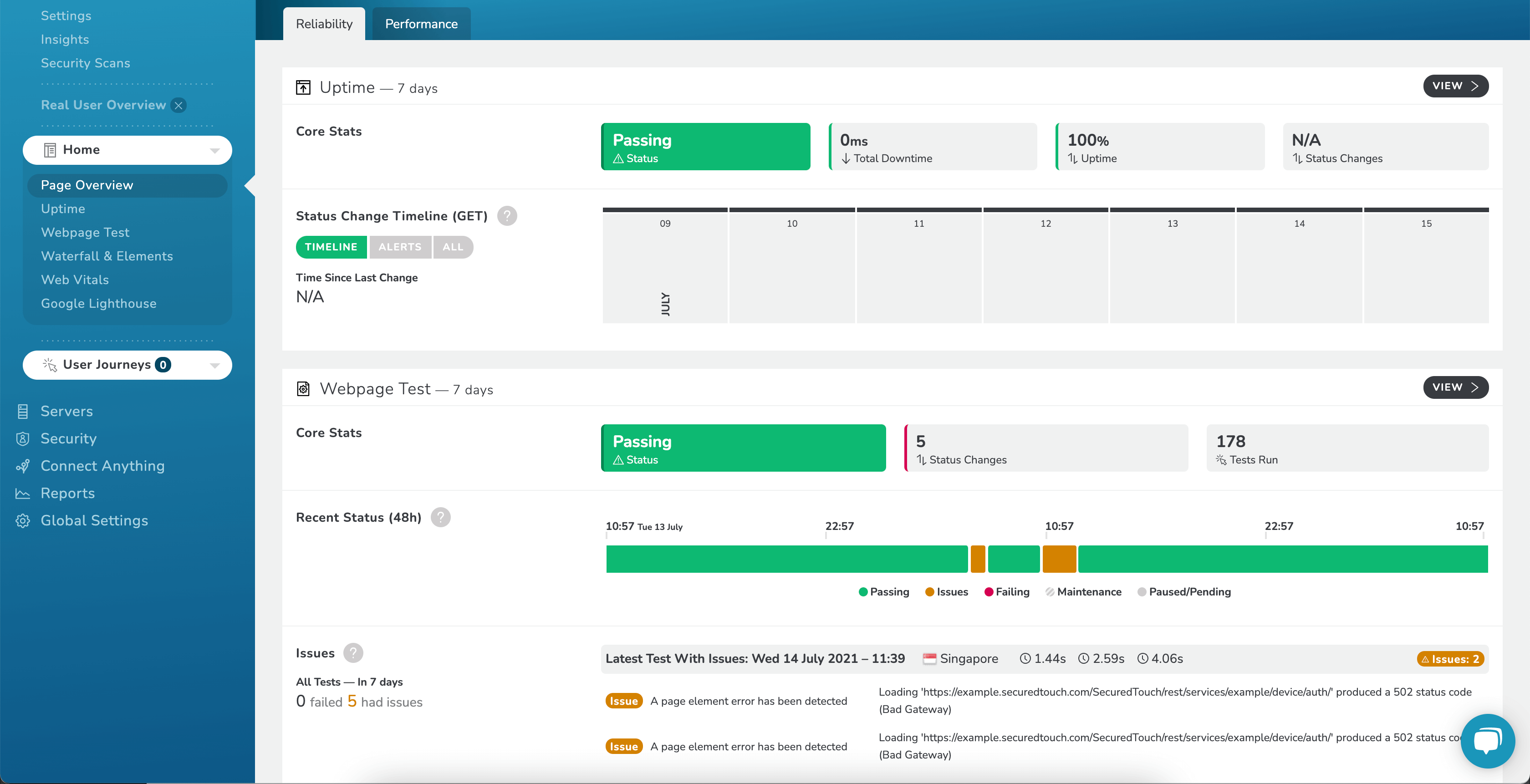 RapidSpike Page Overview Dashboard