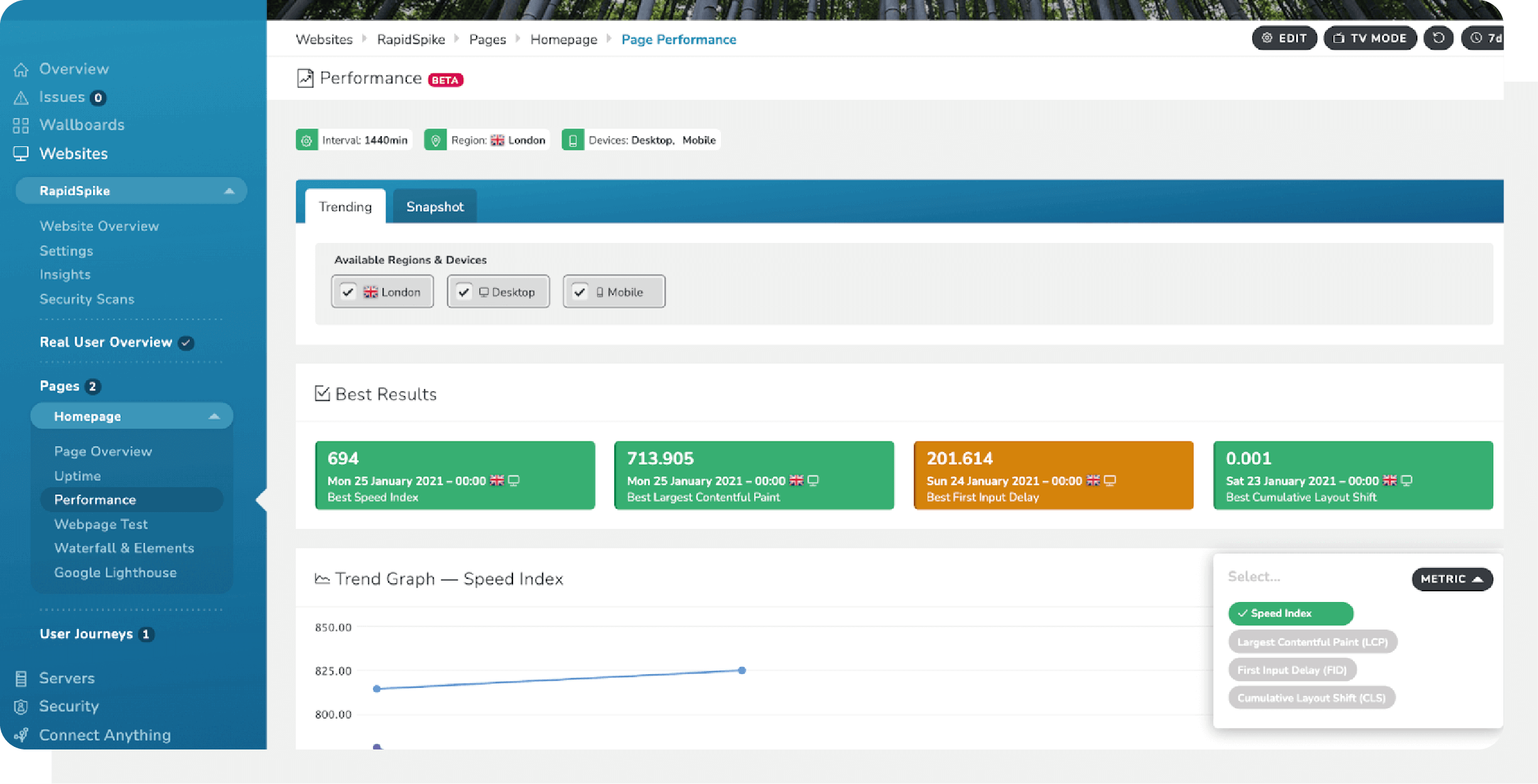 RapidSpike Performance Dashboard