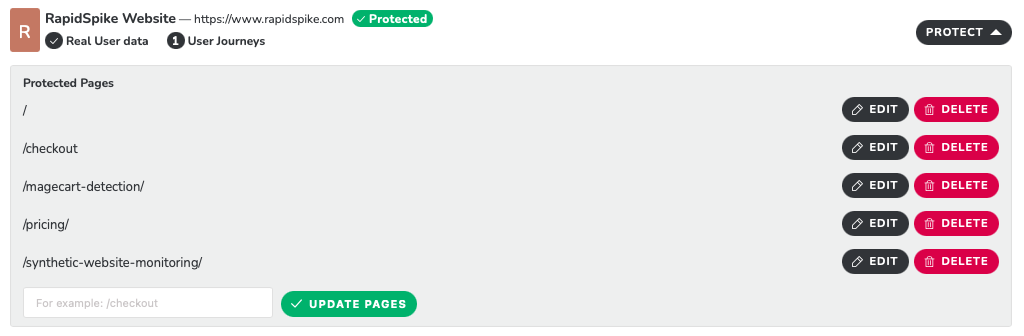 RUM Page Options