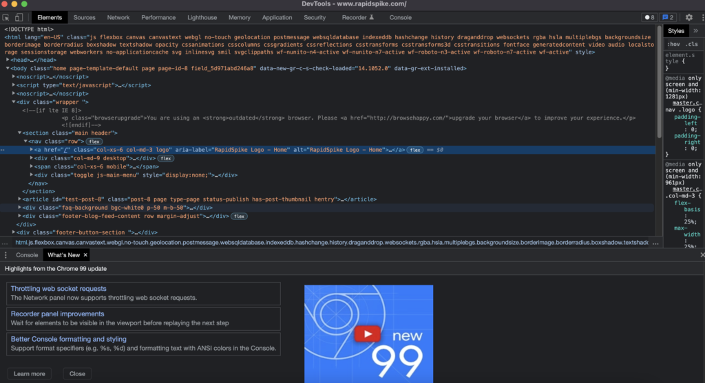 Element List - DevTools