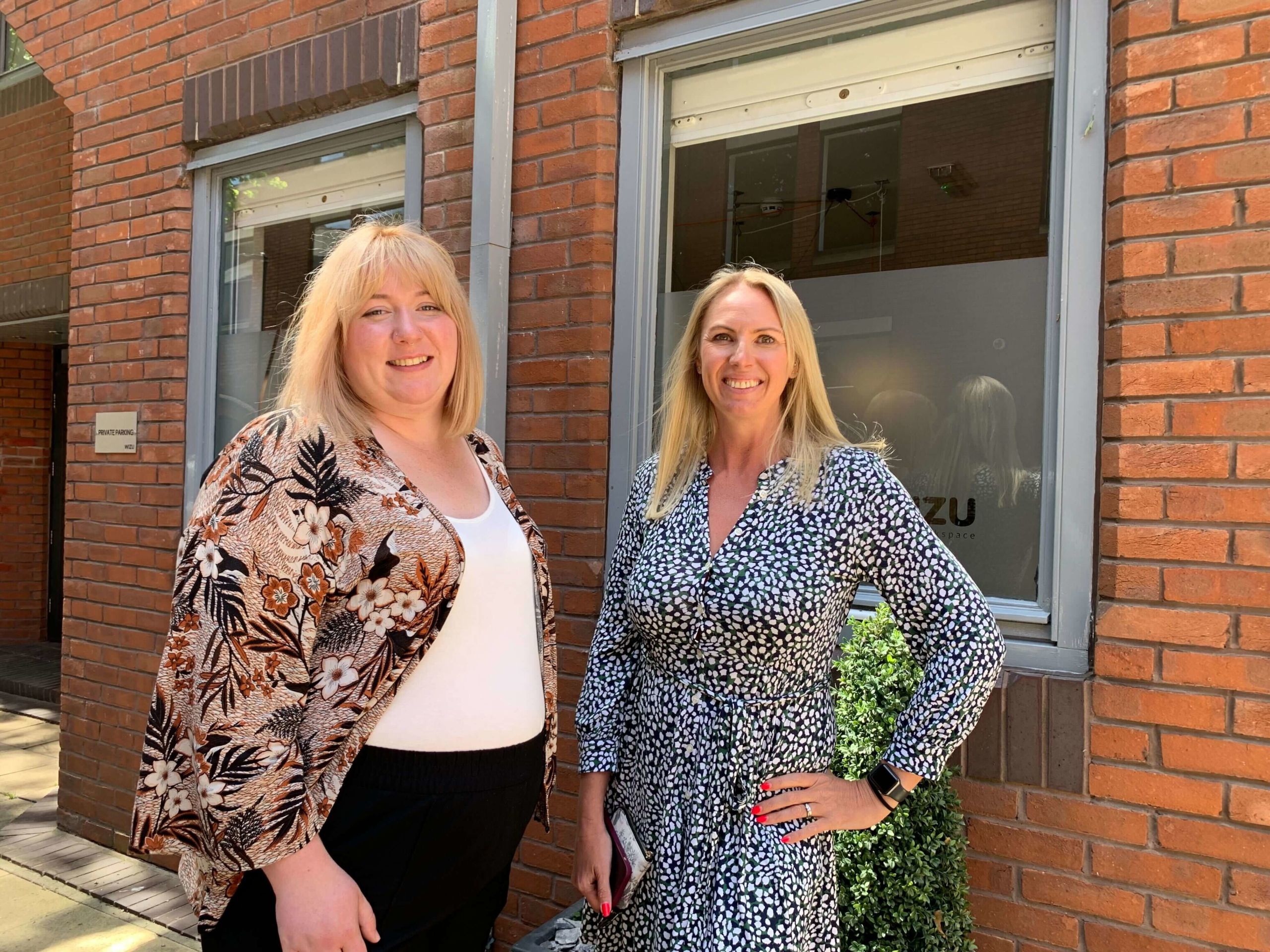 Lucie and Claire outside our Leeds office