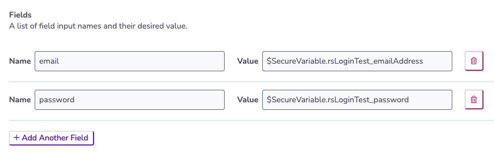 Using your SVS keys in the email address and password form fields.