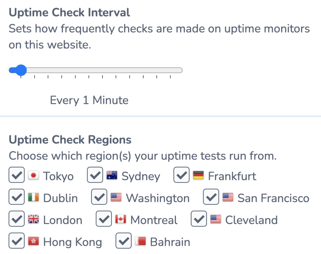 Customise your uptime test interval and region